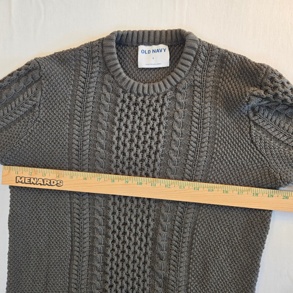 Old Navy Womens S Gray Green Chunky Cable Knit Dark Academia Cottagecore Sweater - Picture 6 of 7